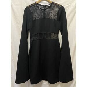 John Zack Tall Black Lace Dress With Split Sleeves US 8 UK 12 Witchy Whimsigoth